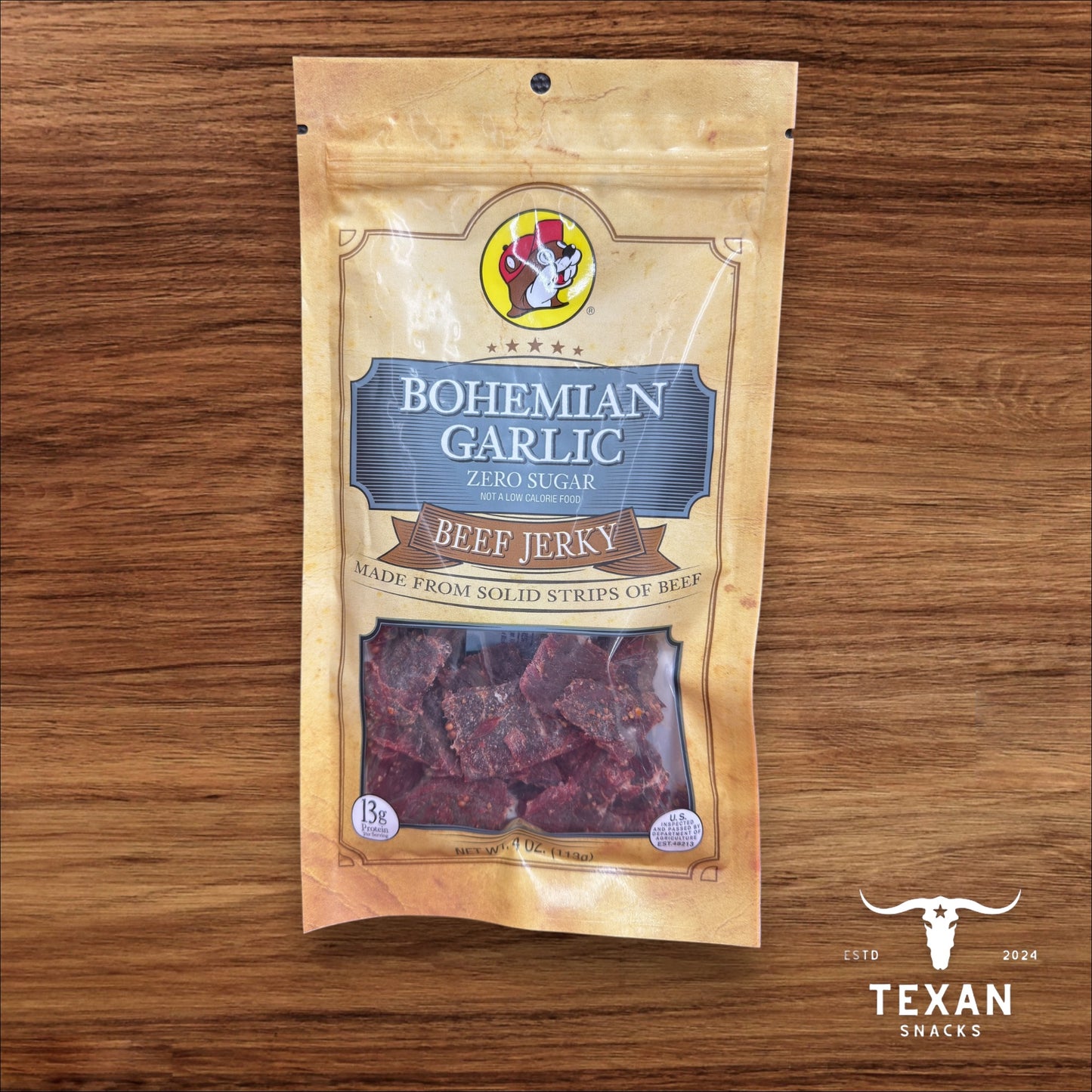 Buc-ee's Bohemian Recipe Garlic Beef Jerky - 4 oz - Zero Sugar