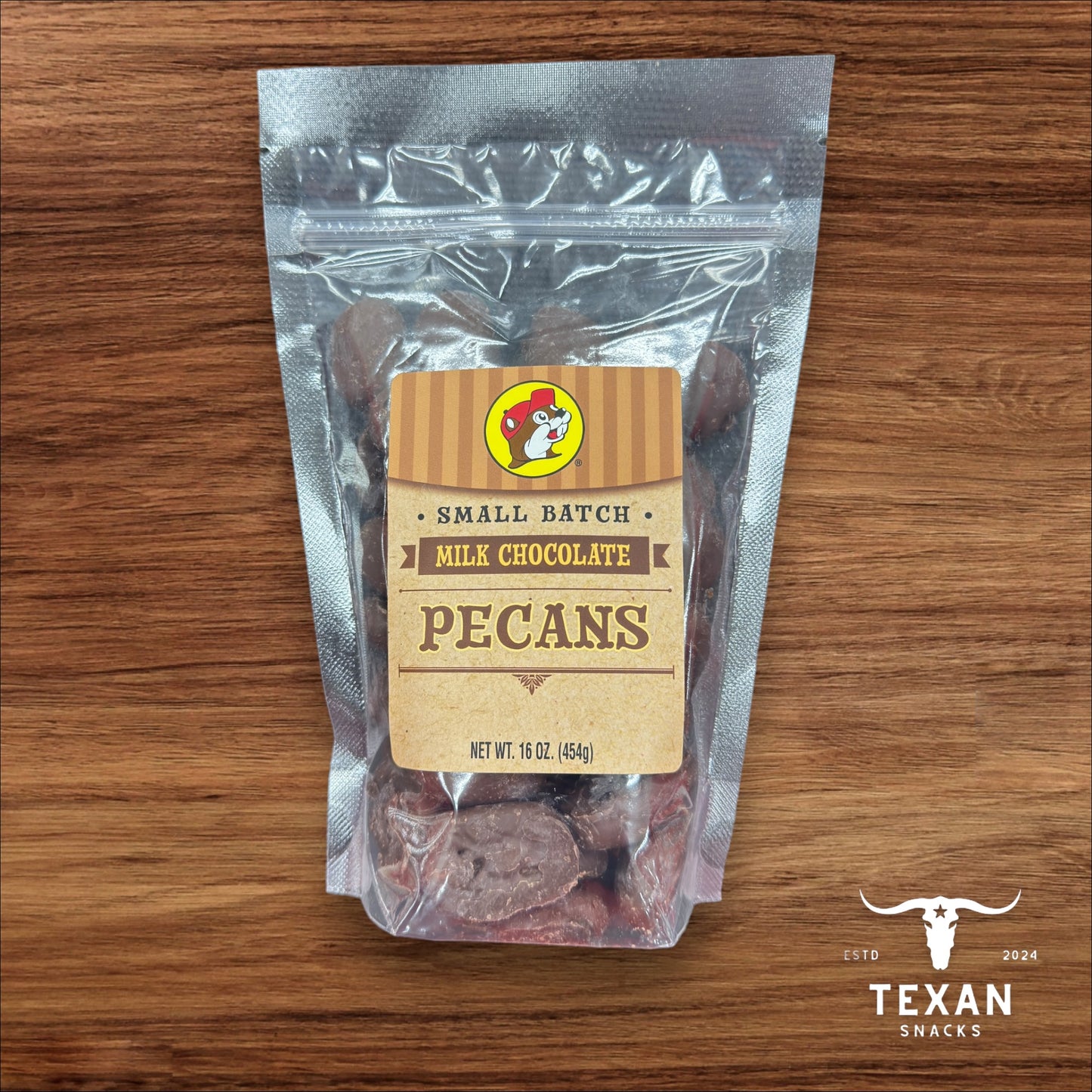 Buc-ee's Milk Chocolate Pecans - Small Batch Milk Chocolate Pecans