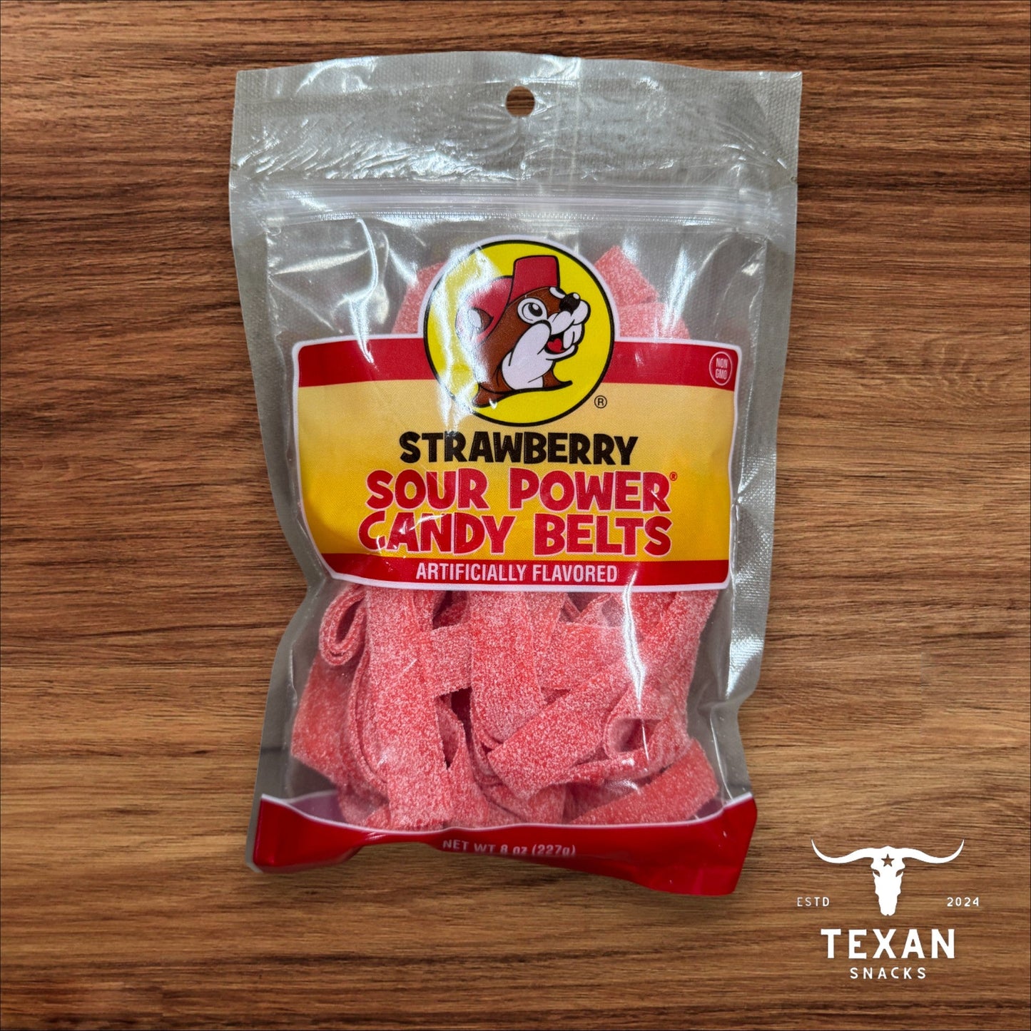 Buc-ee's Sour Power Candy Belts - Strawberry